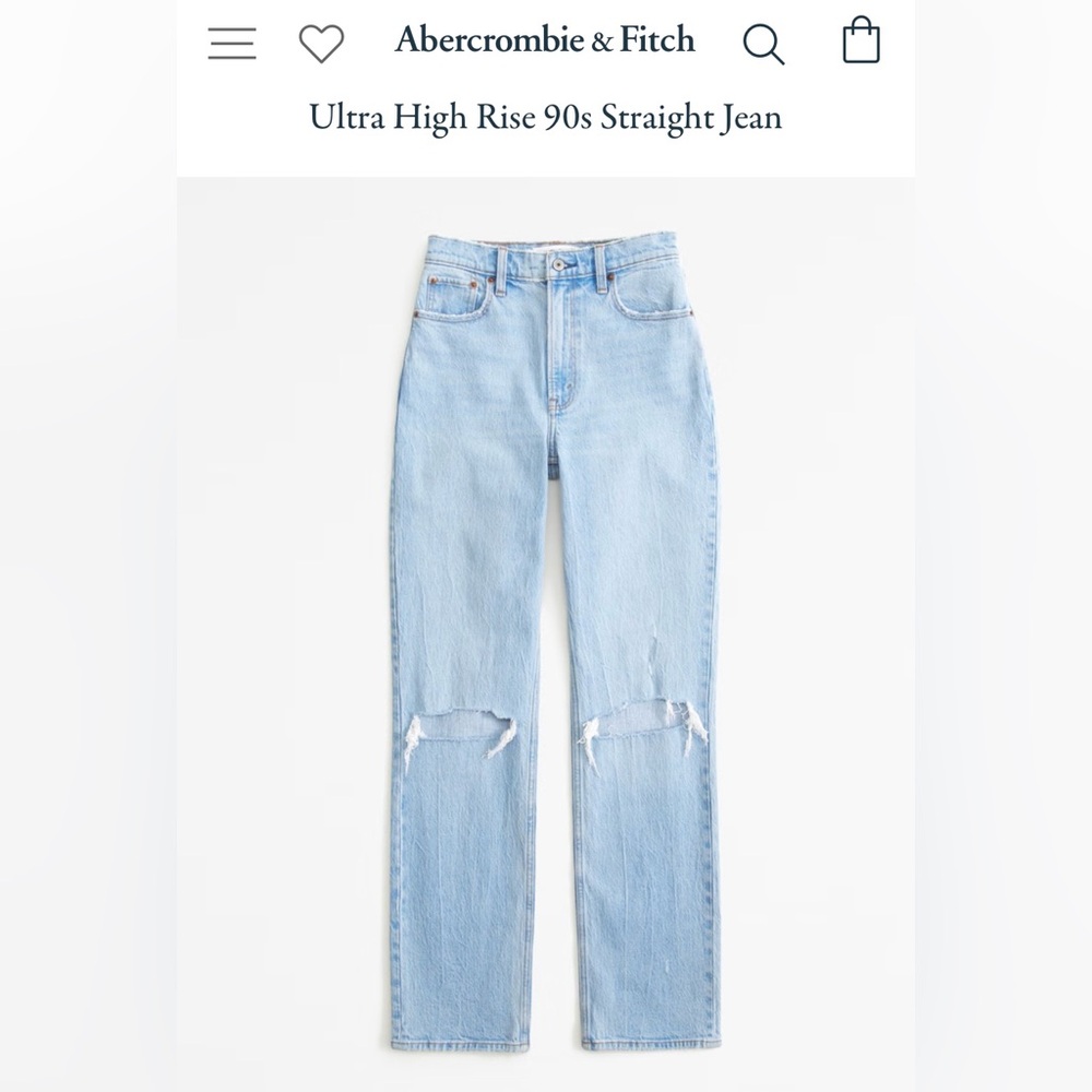 Abercrombie 90’s Straight Ultra Highrise Distressed Jeans